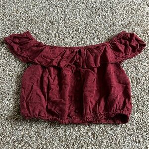 Maroon off the shoulder crop top